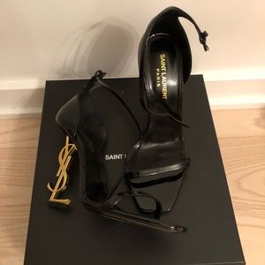 YSL Opyum Sandals heels black gold 38 BNIB